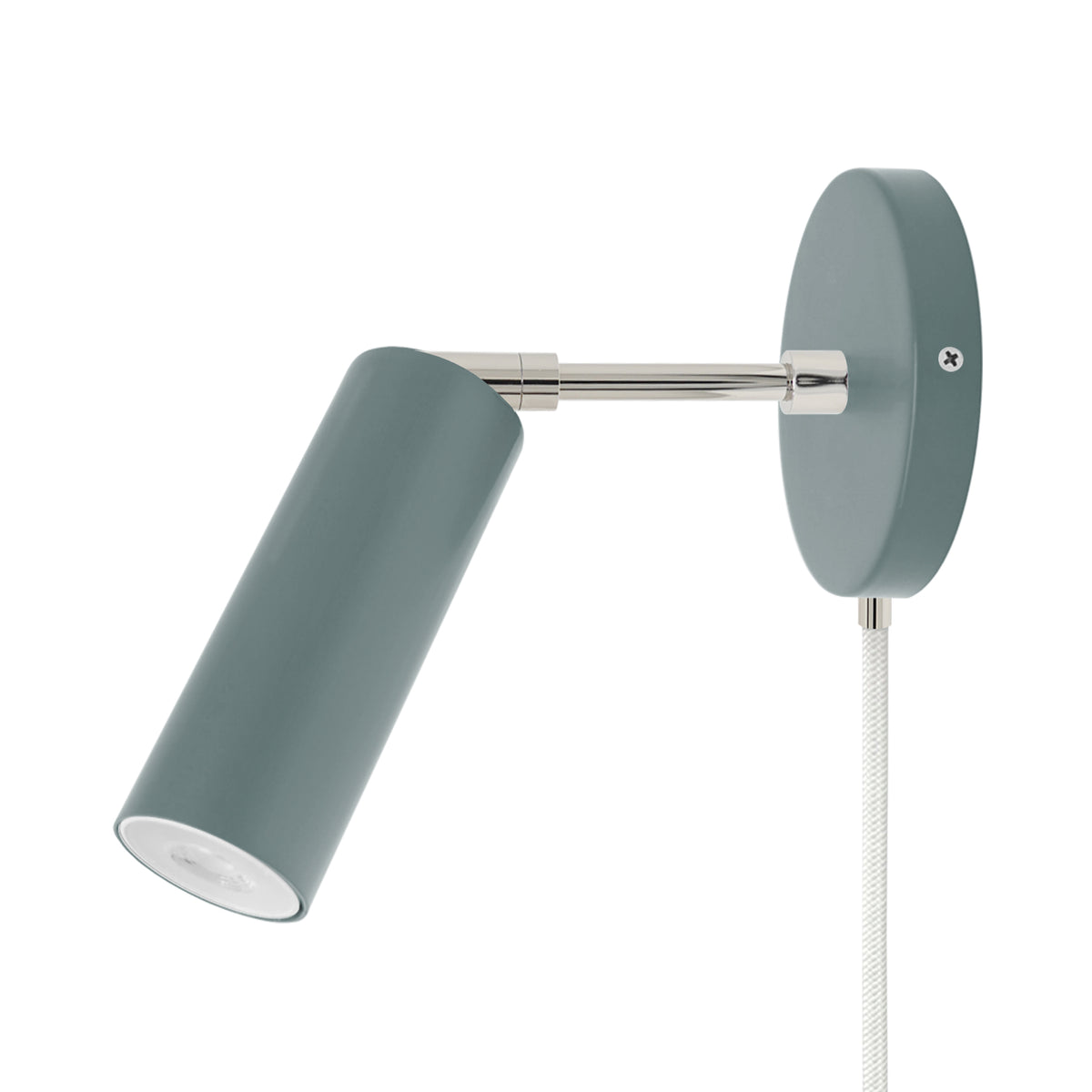 Nickel and lagoon color Reader plug-in sconce 3" arm Dutton Brown lighting