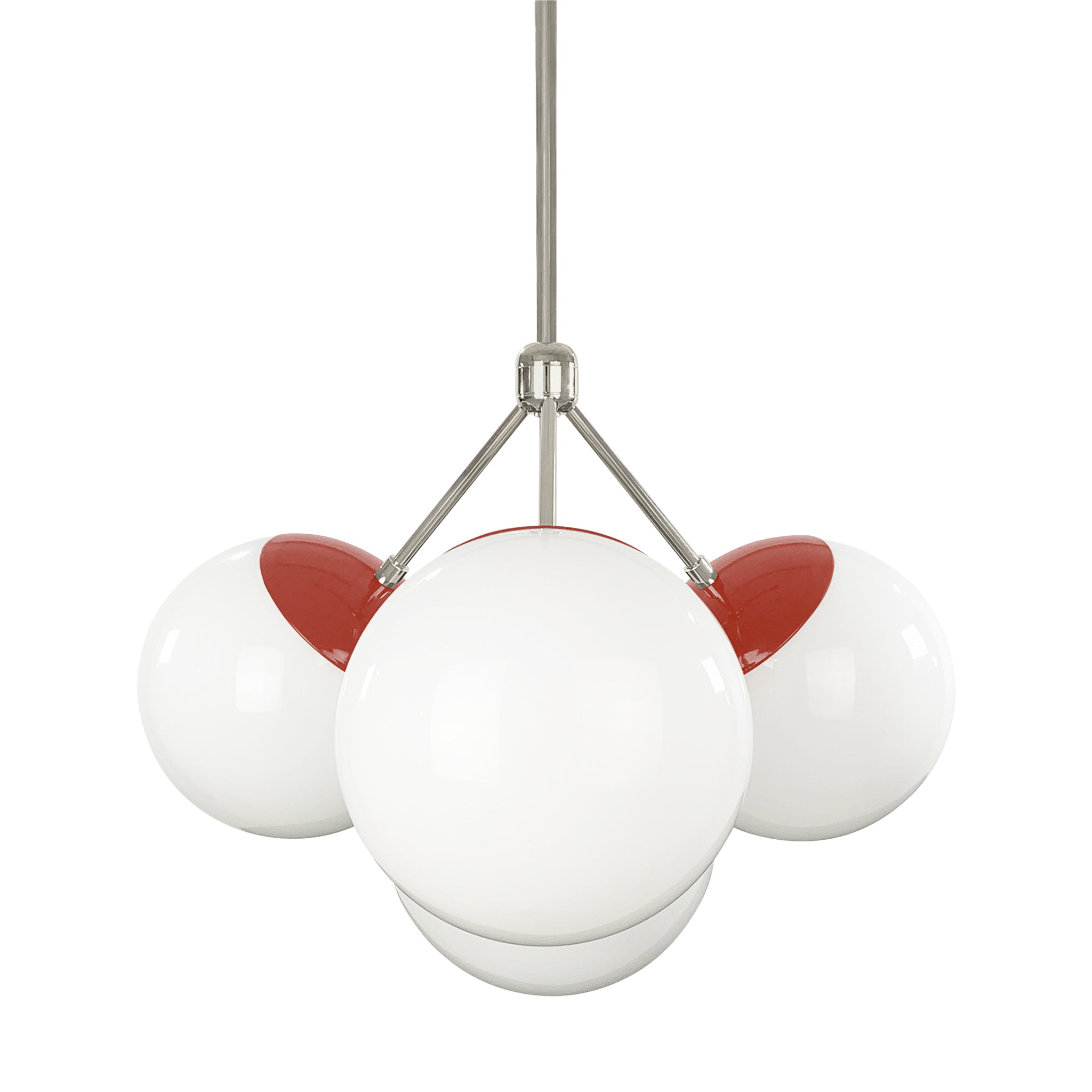 Nickel and riding hood red color Tetra chandelier Dutton Brown lighting