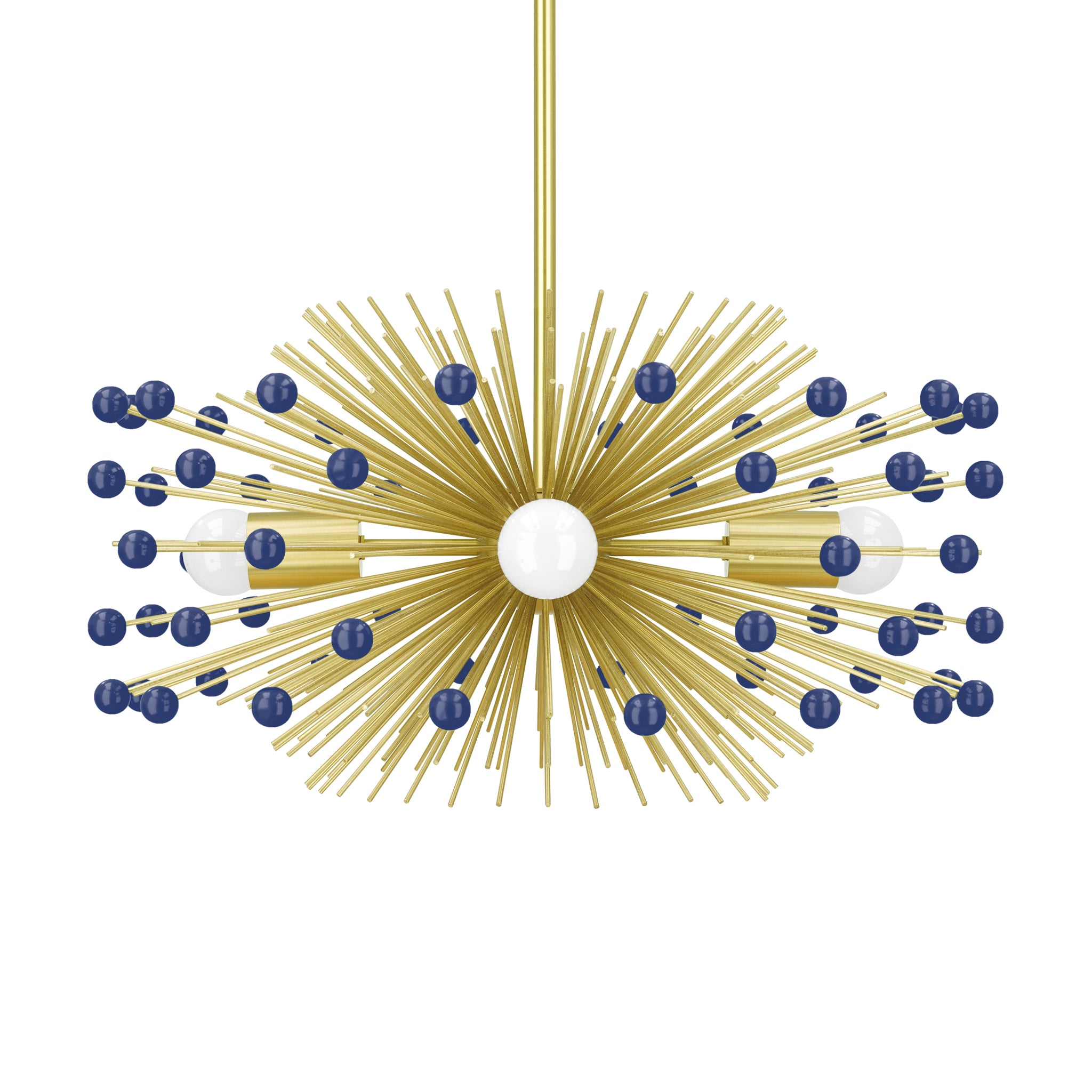 Brass and cobalt color beaded Urchin chandelier 20" Dutton Brown lighting