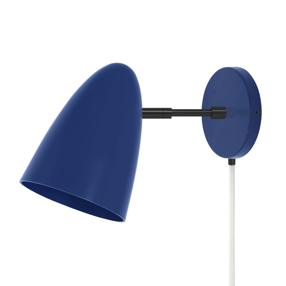 Black and cobalt color Boom plug-in sconce 3" arm Dutton Brown lighting