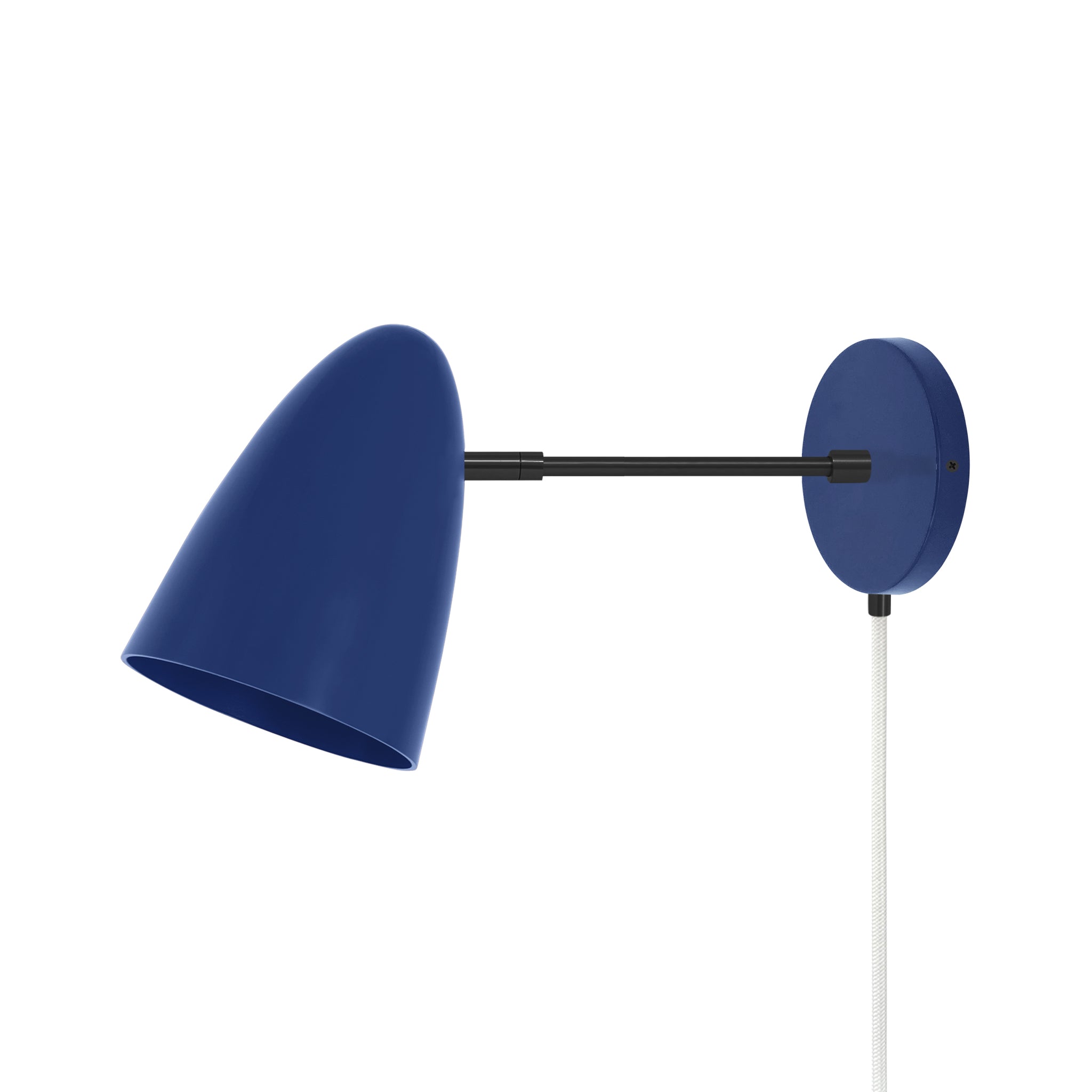 Black and cobalt color Boom plug-in sconce 6" arm Dutton Brown lighting