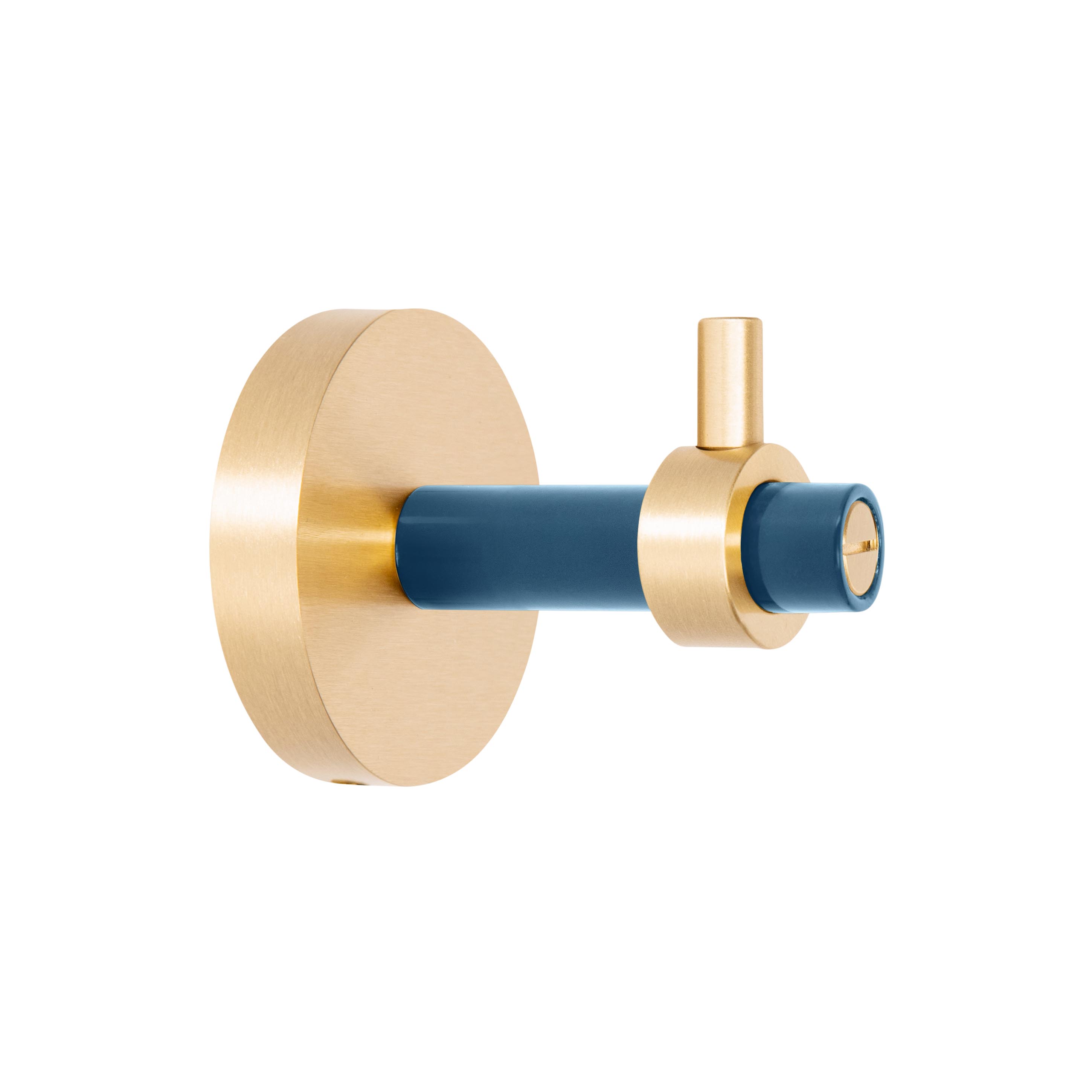 Brass and slate blue color Caliber hook Dutton Brown hardware