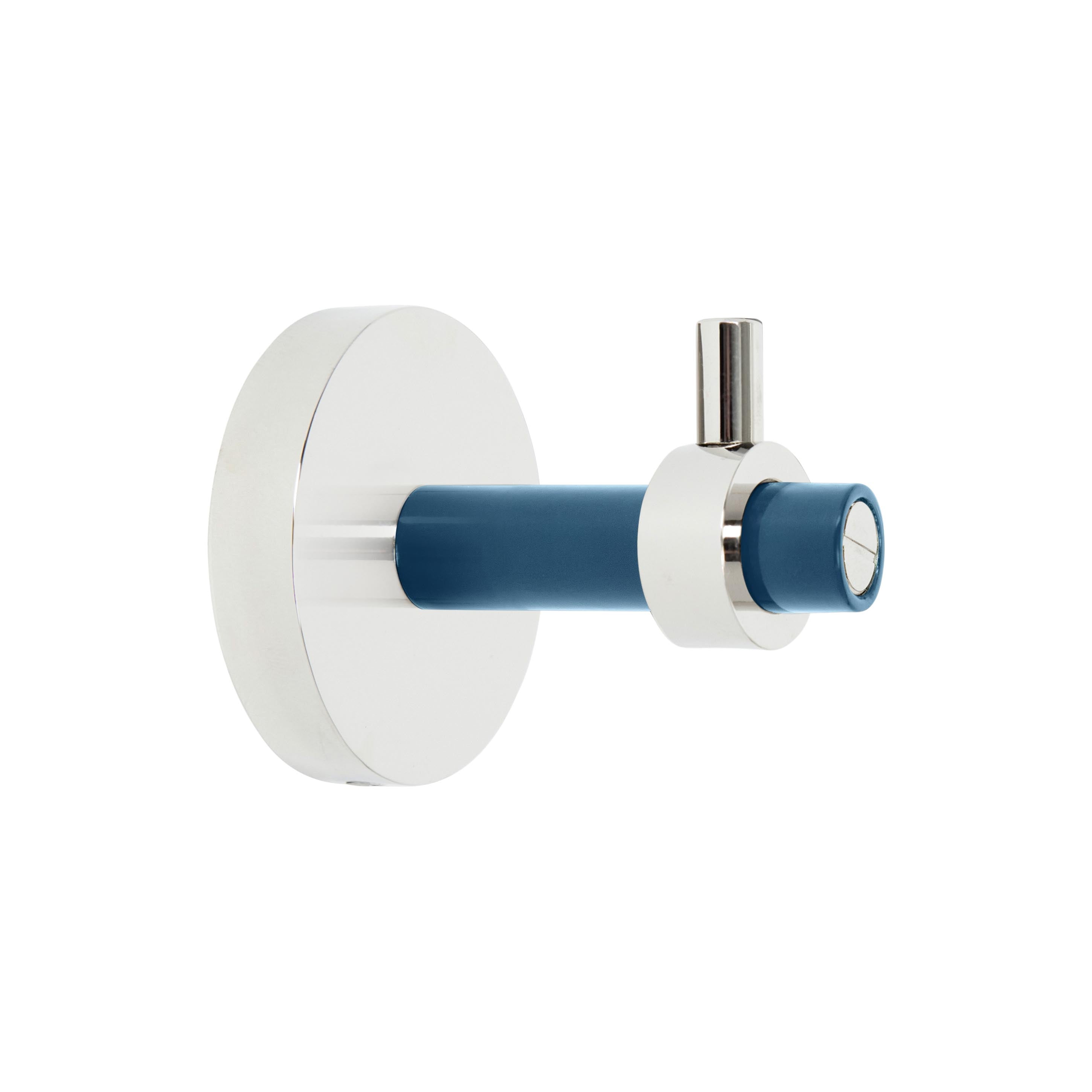 Nickel and slate blue color Caliber hook Dutton Brown hardware