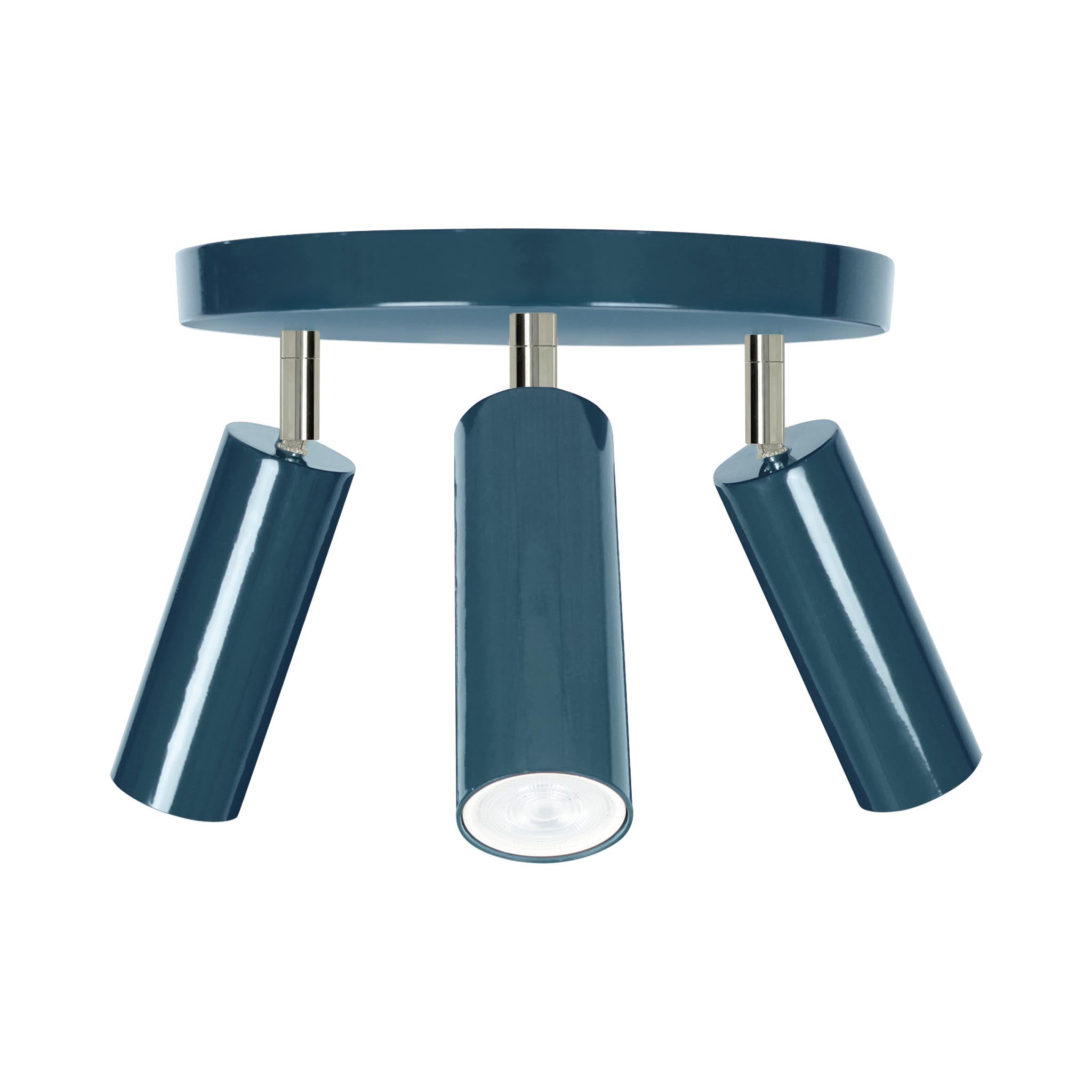 Nickel and slate blue color Pose flush mount Dutton Brown lighting