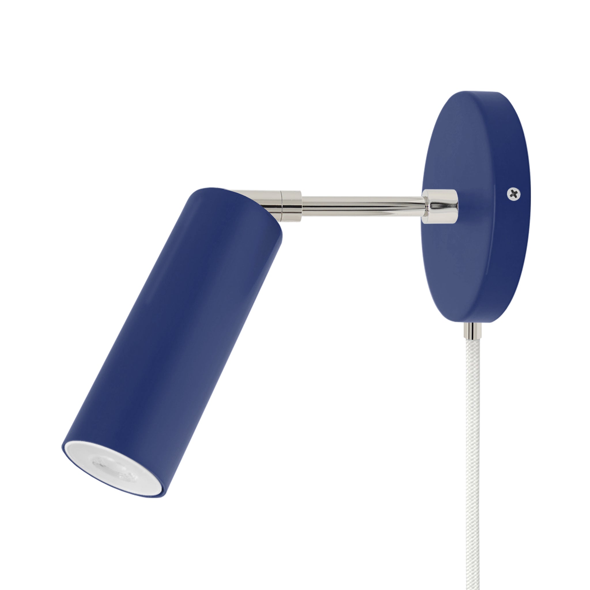 Nickel and cobalt color Reader plug-in sconce 3" arm Dutton Brown lighting