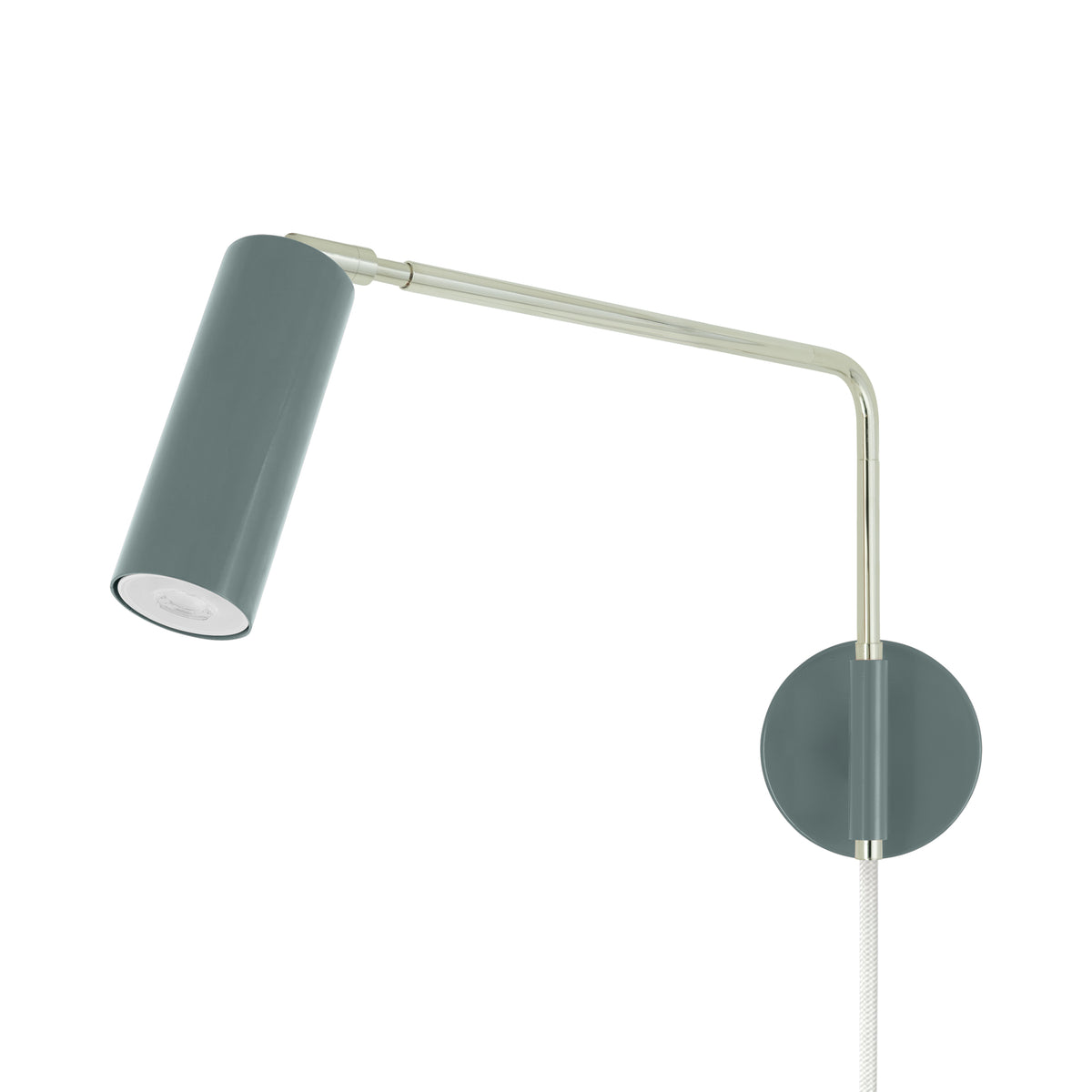 Nickel and lagoon color Reader Swing Arm plug-in sconce Dutton Brown lighting