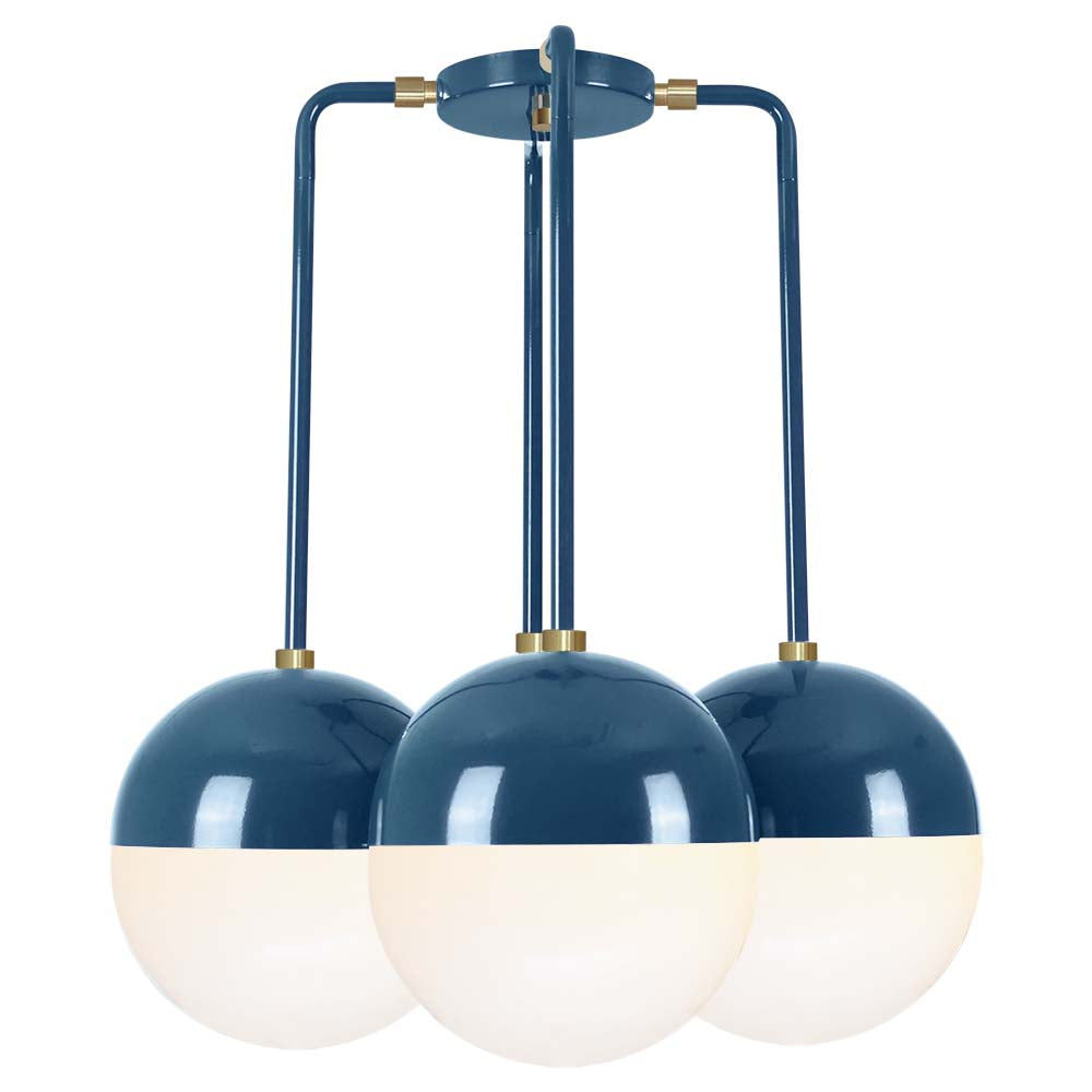 Brass and slate blue color Tetra chandelier Dutton Brown lighting