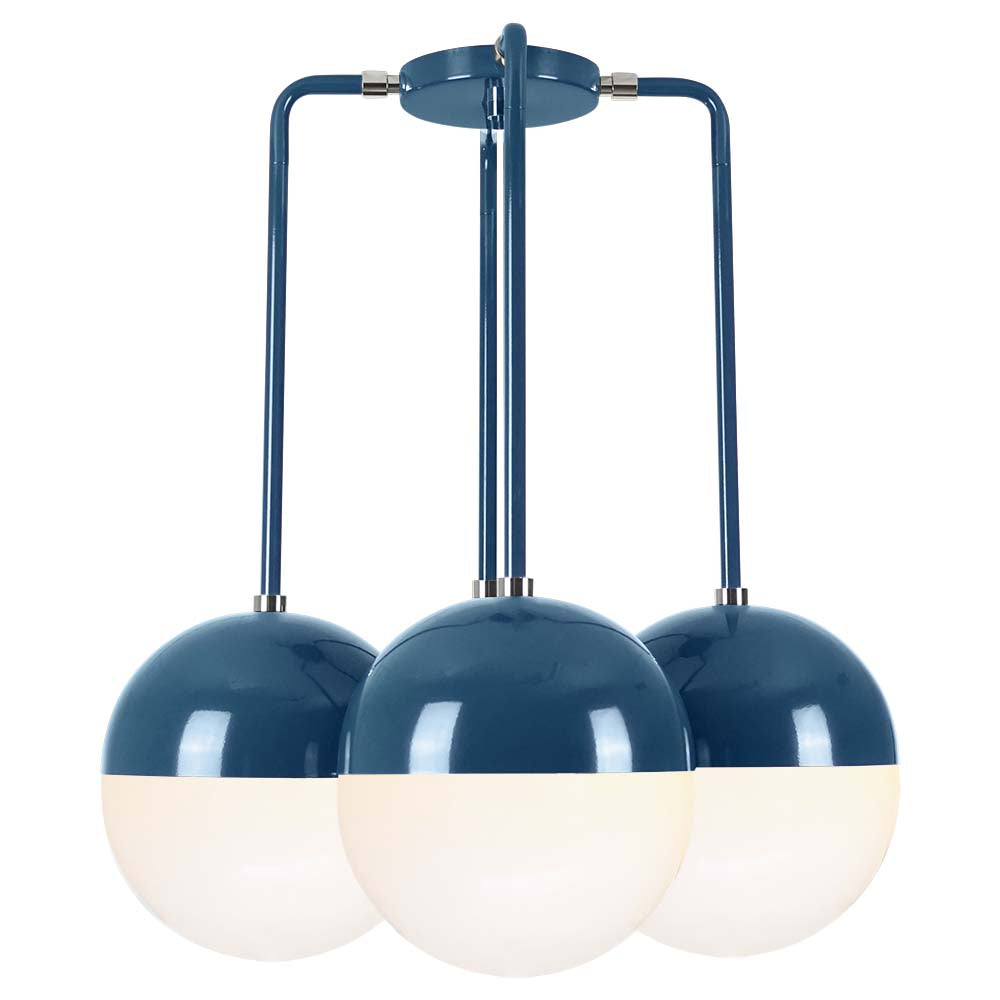Nickel and slate blue color Tetra chandelier Dutton Brown lighting
