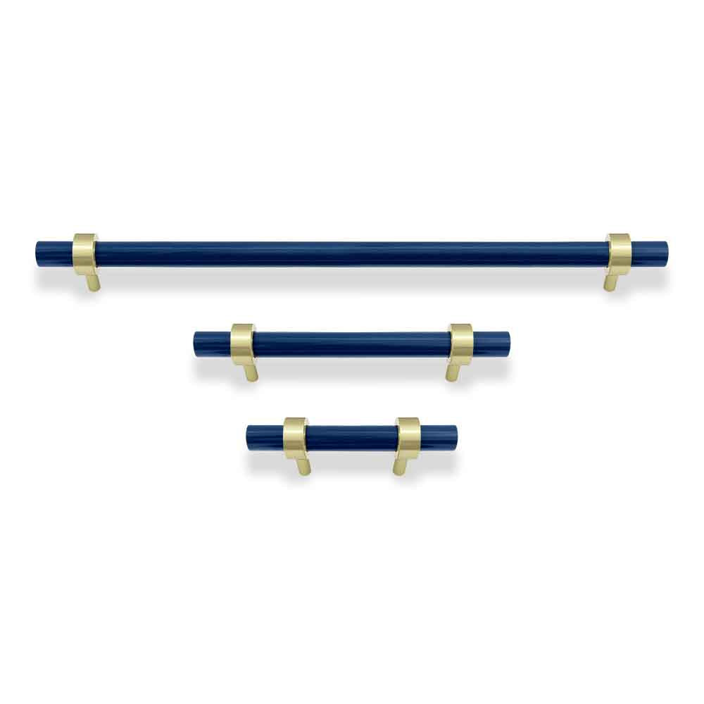 Brass and cobalt color Caliber pull Dutton Brown hardware