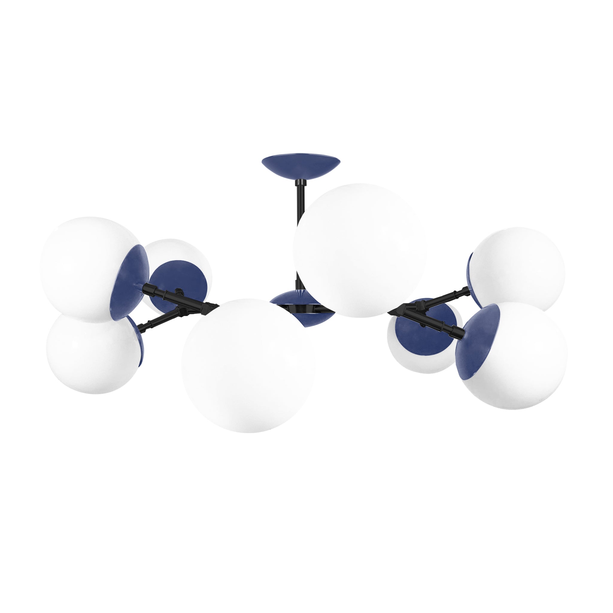 Black and cobalt color Crown flush mount 32" Dutton Brown lighting