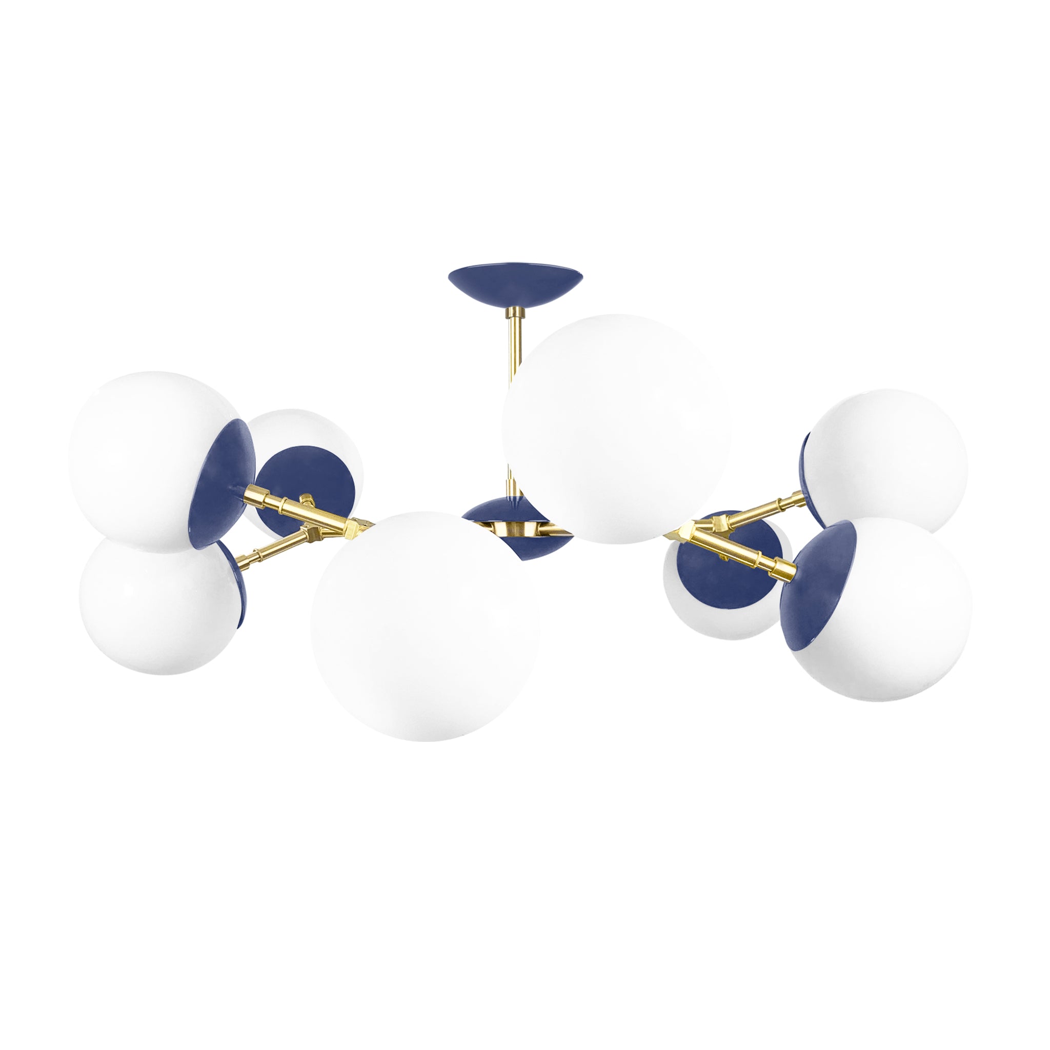 Brass and cobalt color Crown flush mount 32" Dutton Brown lighting