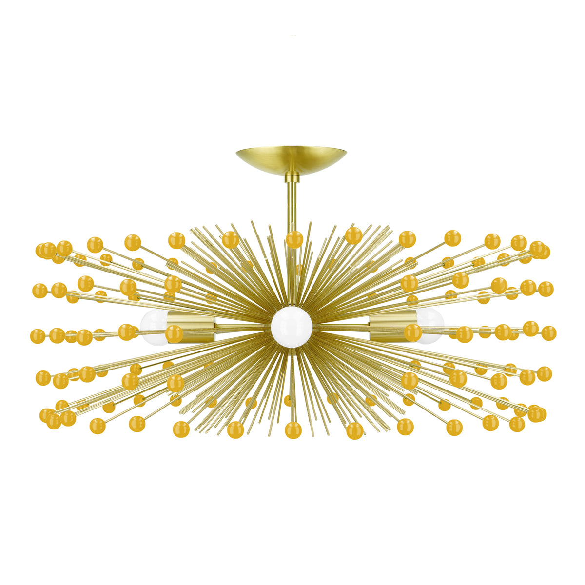 Brass and ochre color Beaded Urchin flush mount 27" Dutton Brown lighting
