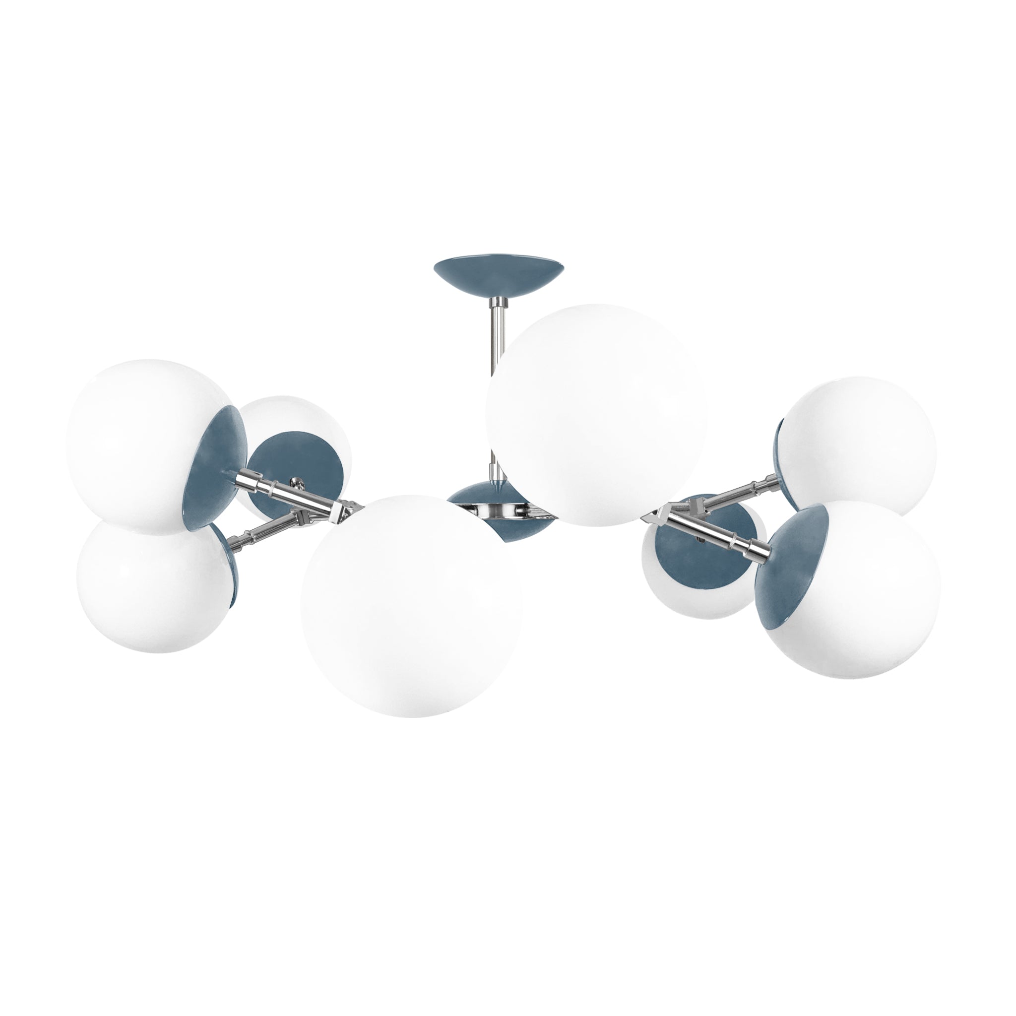 Nickel and slate blue color Crown flush mount 32" Dutton Brown lighting