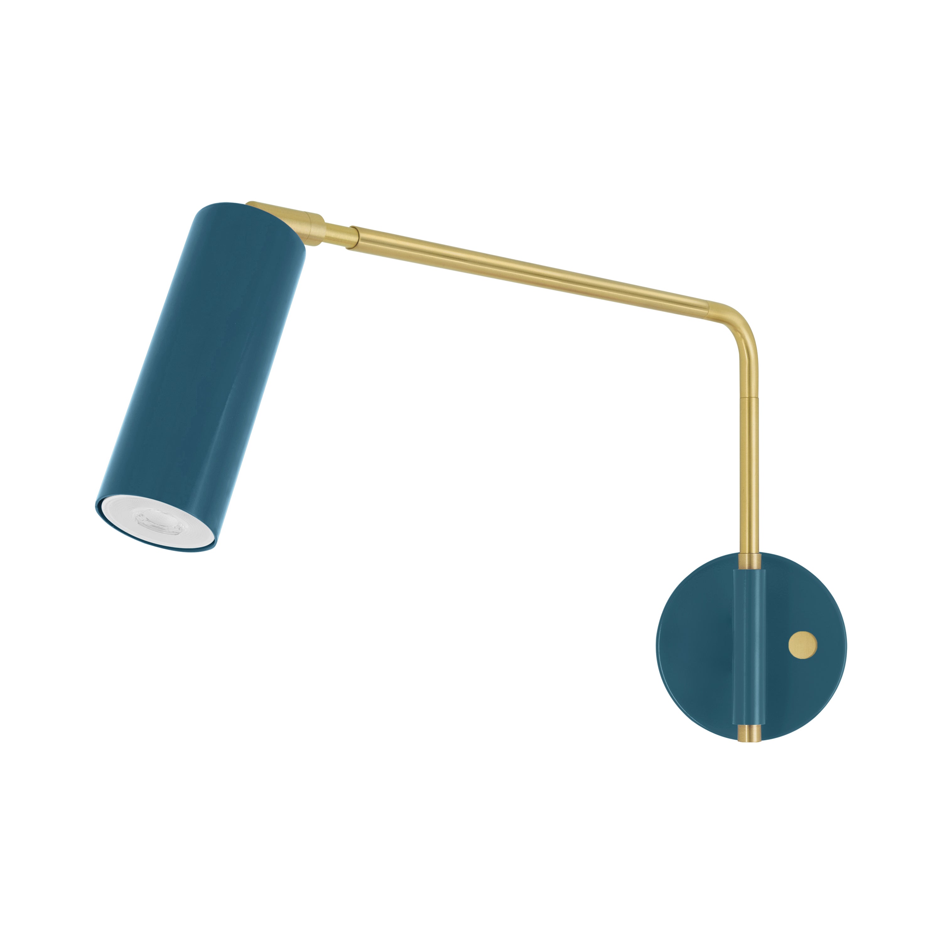 Brass and slate blue color Color Reader Swing Arm sconce Dutton Brown lighting