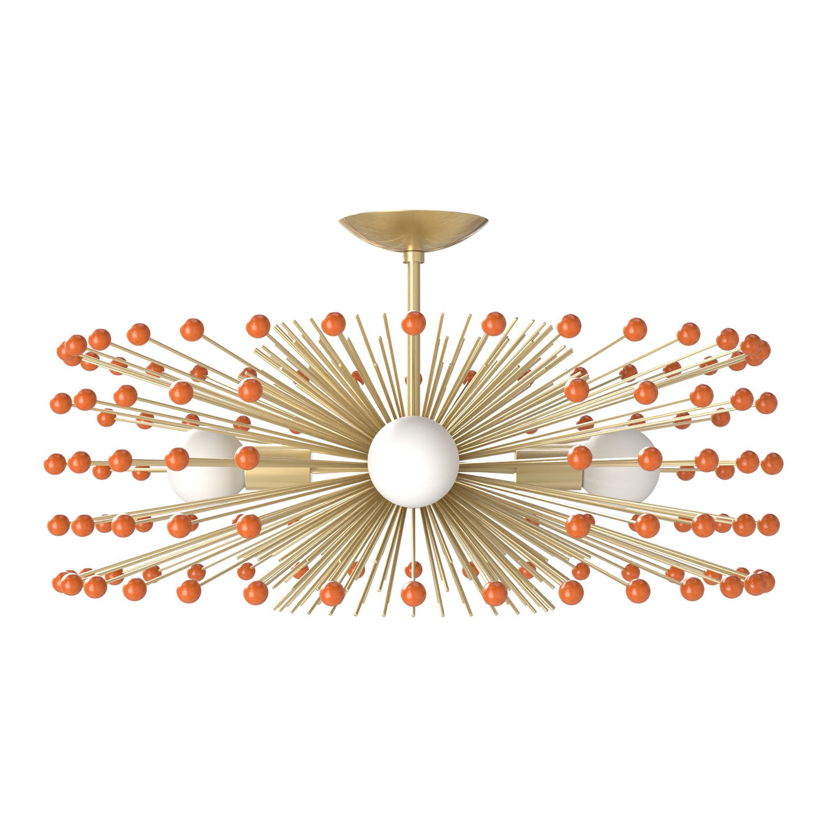 Brass and orange color Beaded Urchin flush mount 27" Dutton Brown lighting