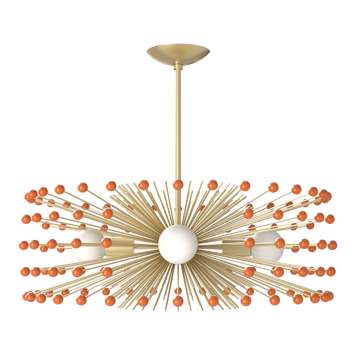 Brass and orange color Beaded Urchin chandelier 27" Dutton Brown lighting