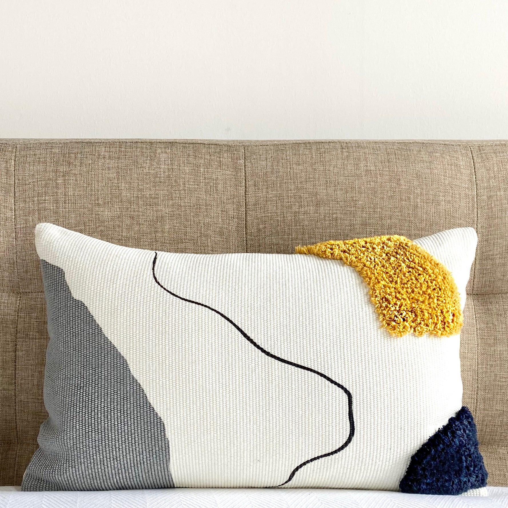 Blot abstract shag pillow cover 12" x 20" Dutton Brown pillow