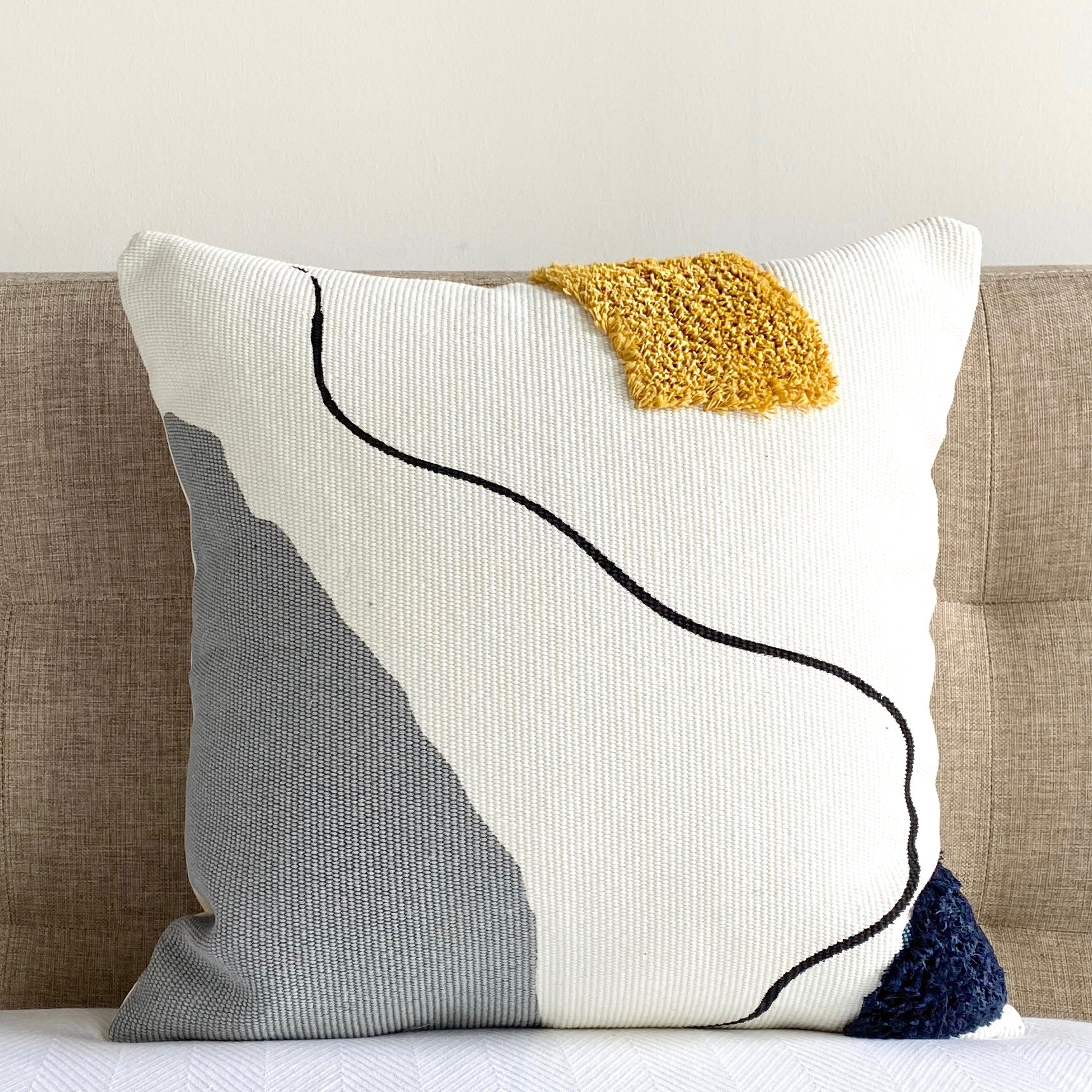 Blot abstract shag pillow cover 18" x 18" Dutton Brown pillow