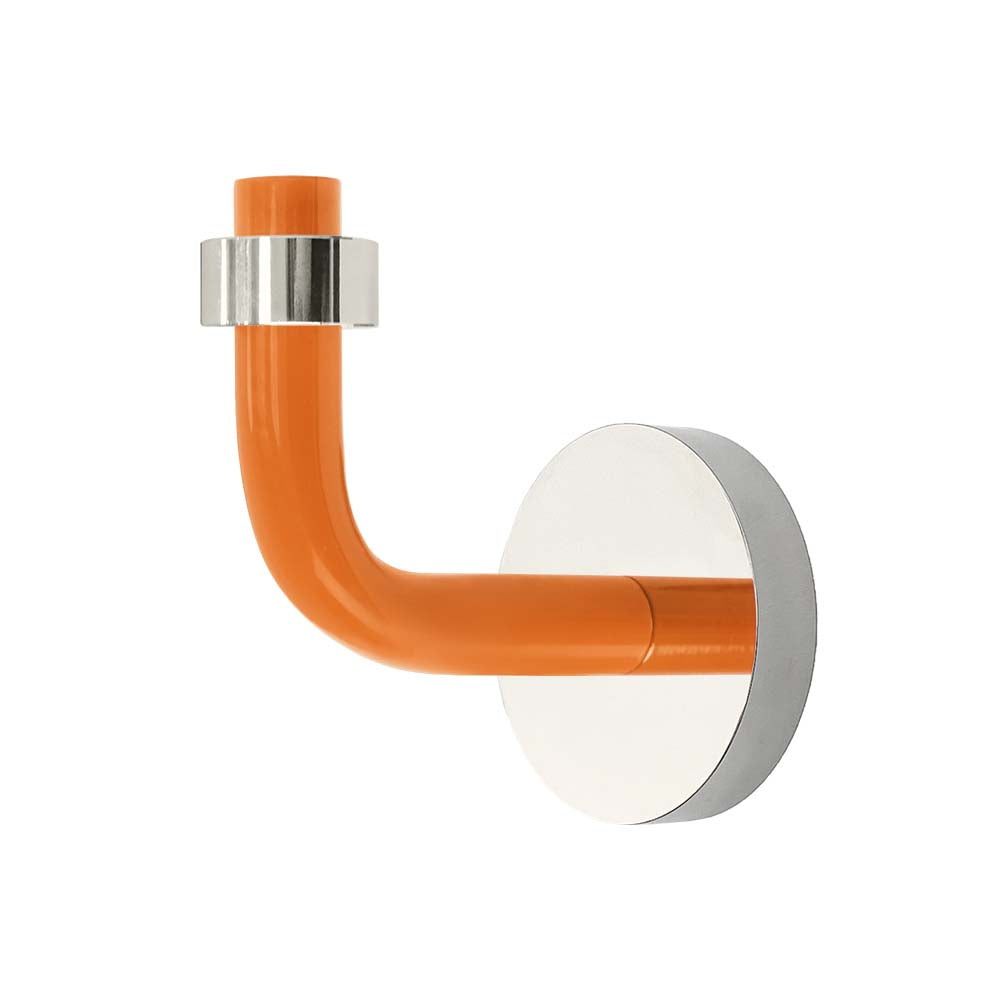 Nickel and orange color Snug hook Dutton Brown hardware