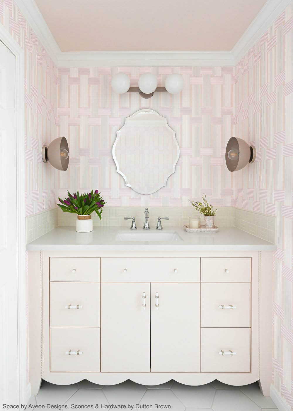 Nickel and barely color Hemi sconce 10" by Dutton Brown. Space and photo by Aveon Designs. _hover