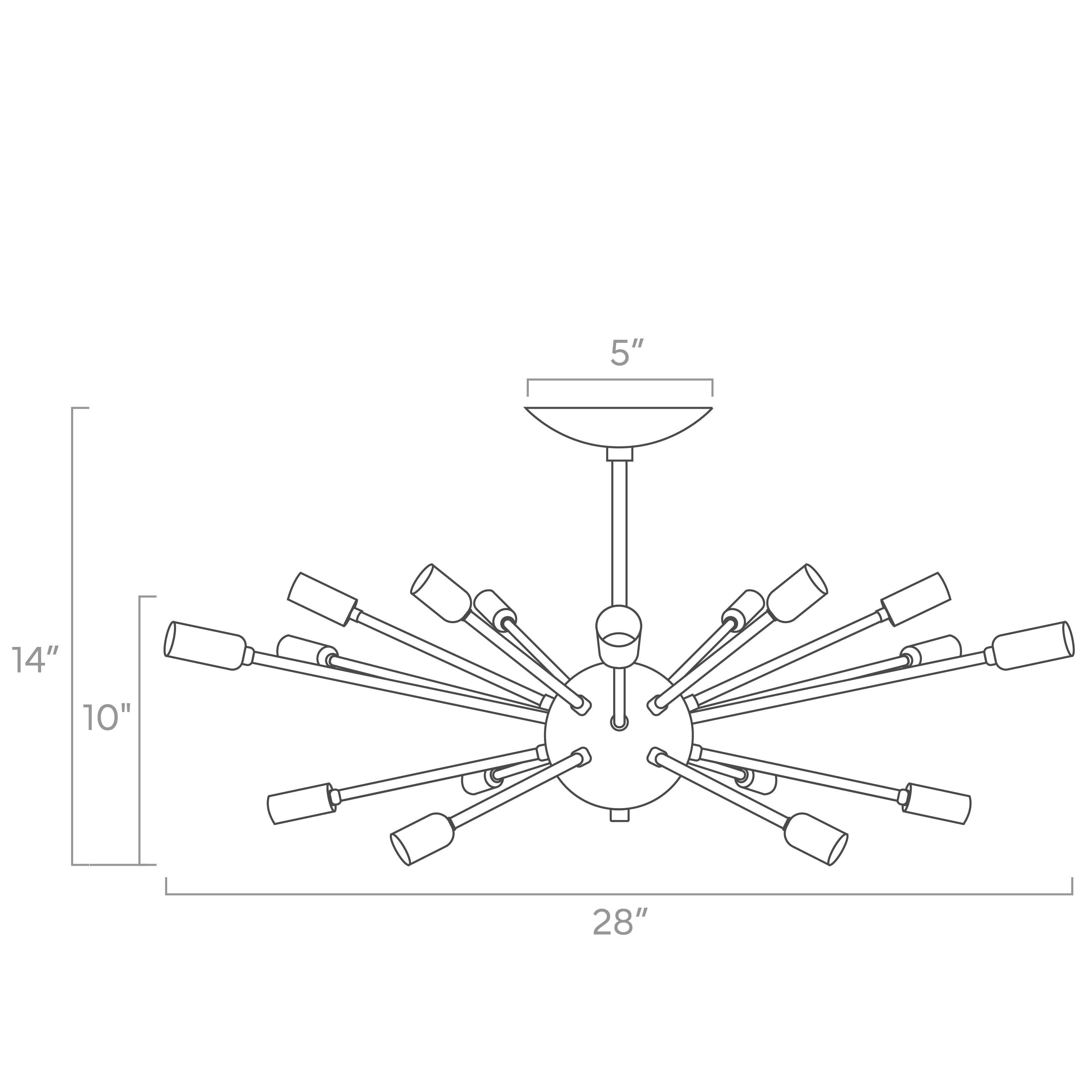 ISO drawing color Elliptical Sputnik flush mount 28" Dutton Brown lighting