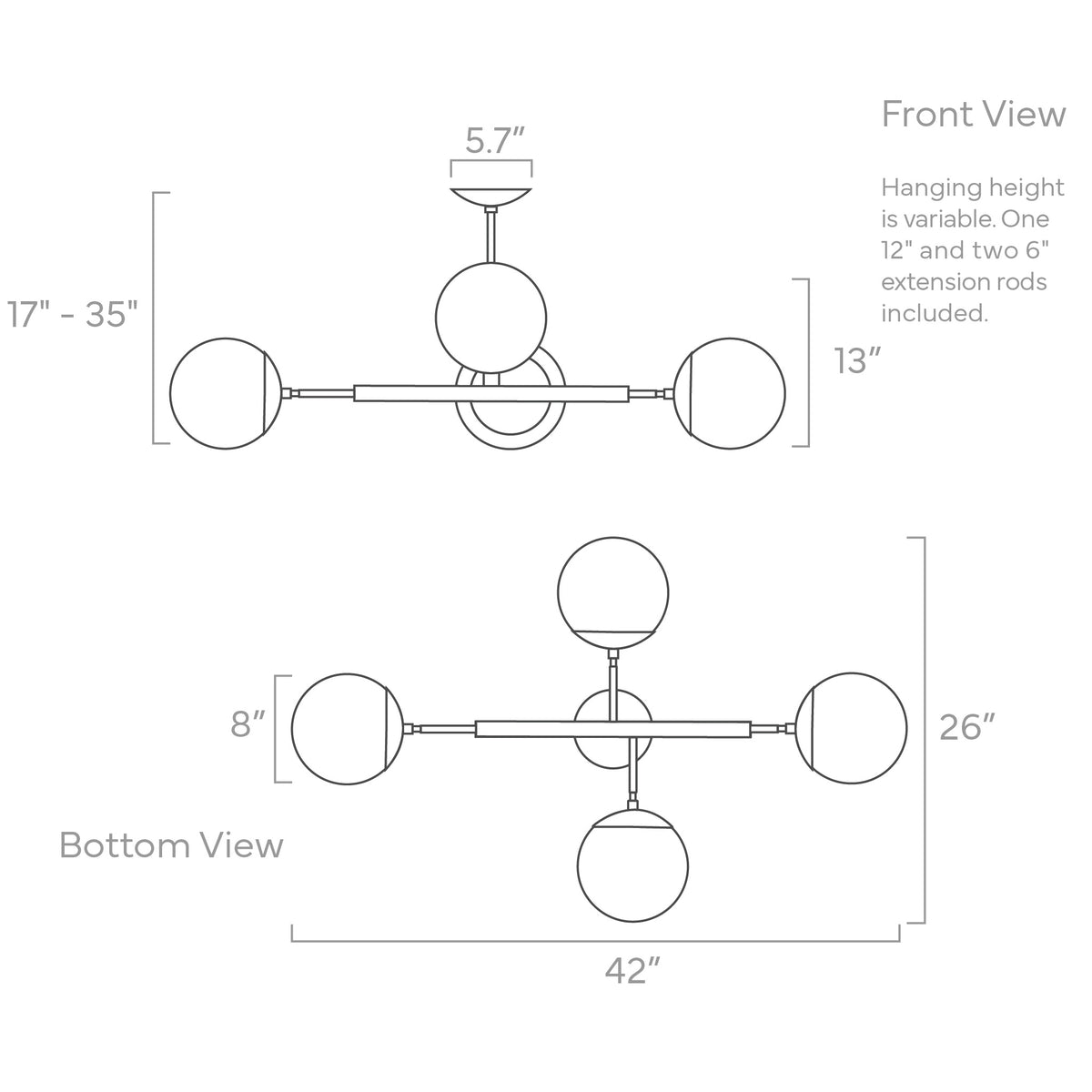 ISO drawing color Big Status chandelier 42" Dutton Brown lighting
