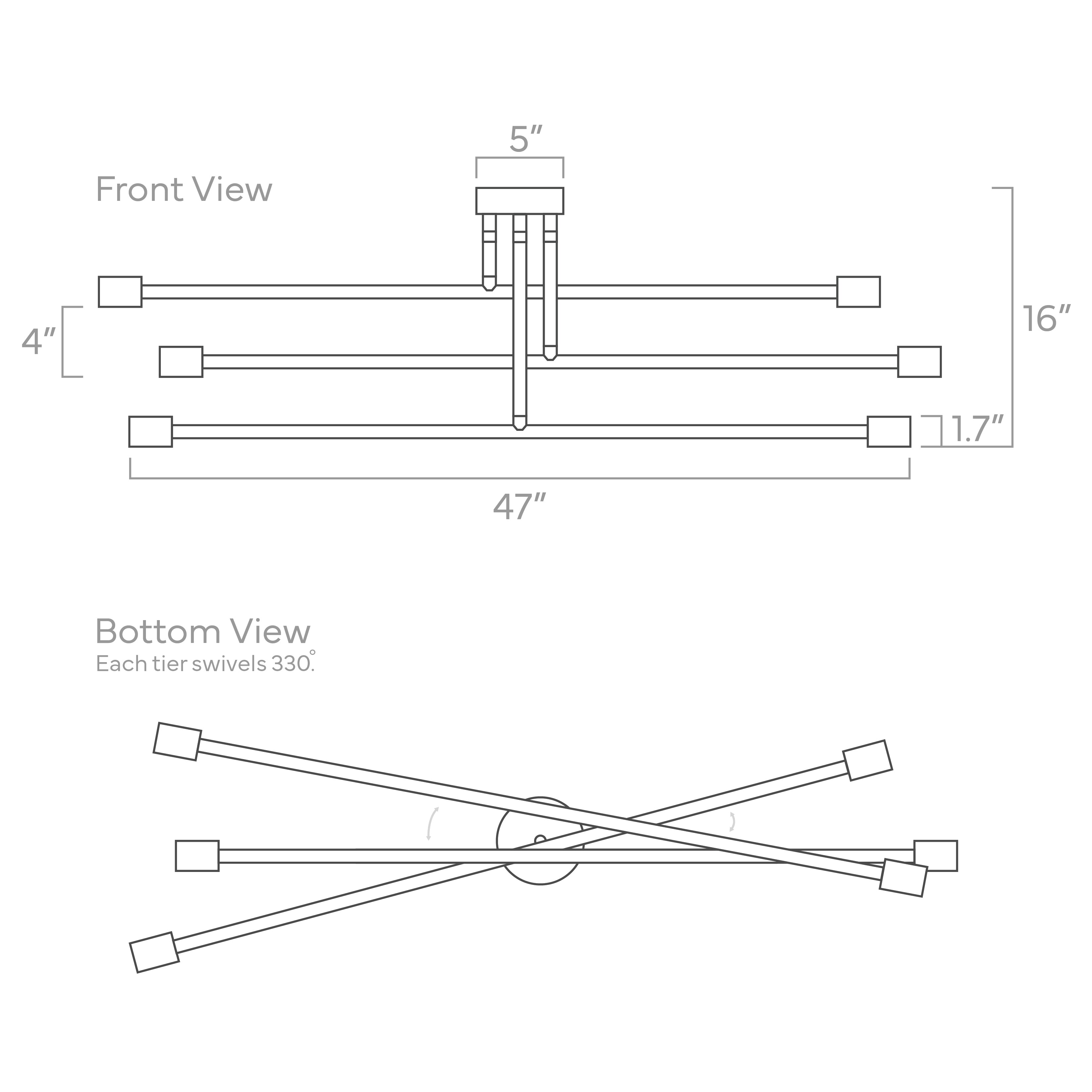 ISO drawing color Commander flush mount 47" Dutton Brown lighting