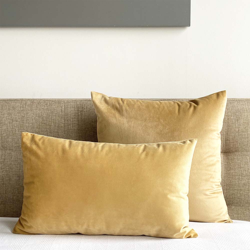 velvet pillow cover camel yellow Dutton Brown