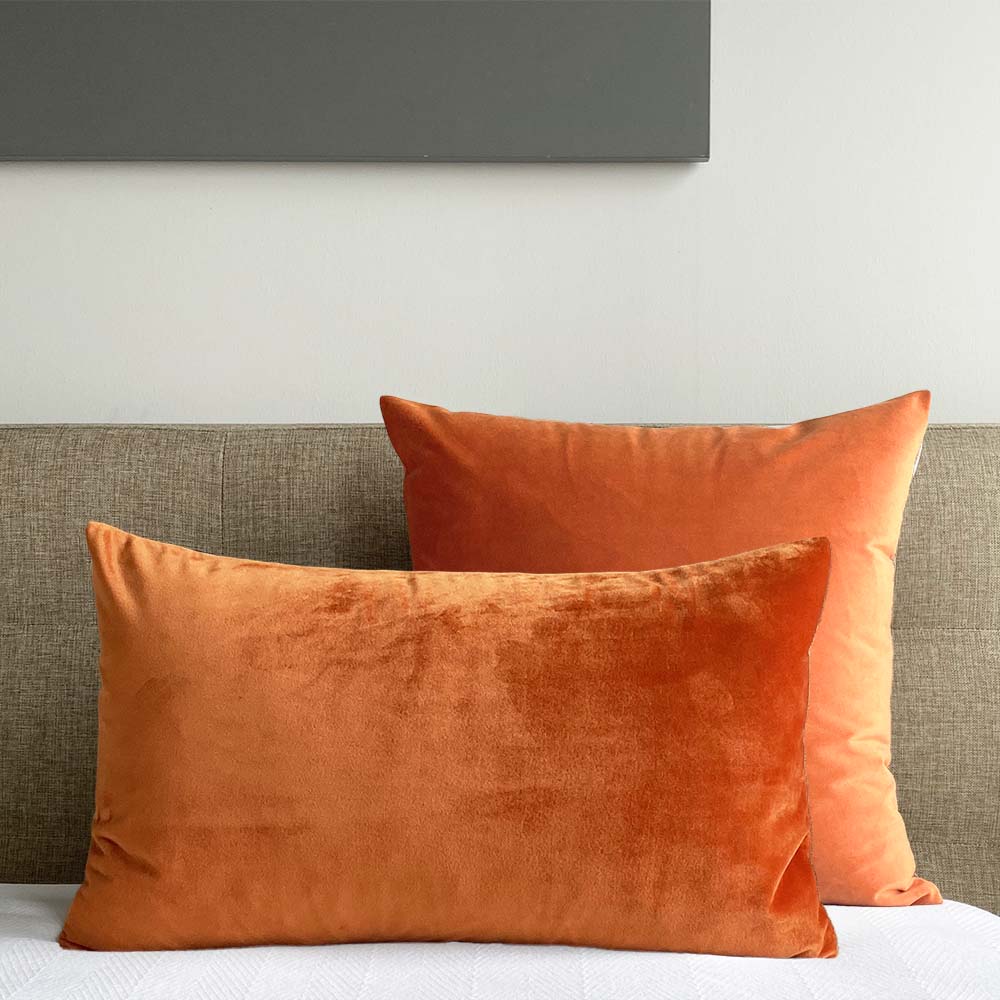 velvet pillow cover copper orange Dutton Brown