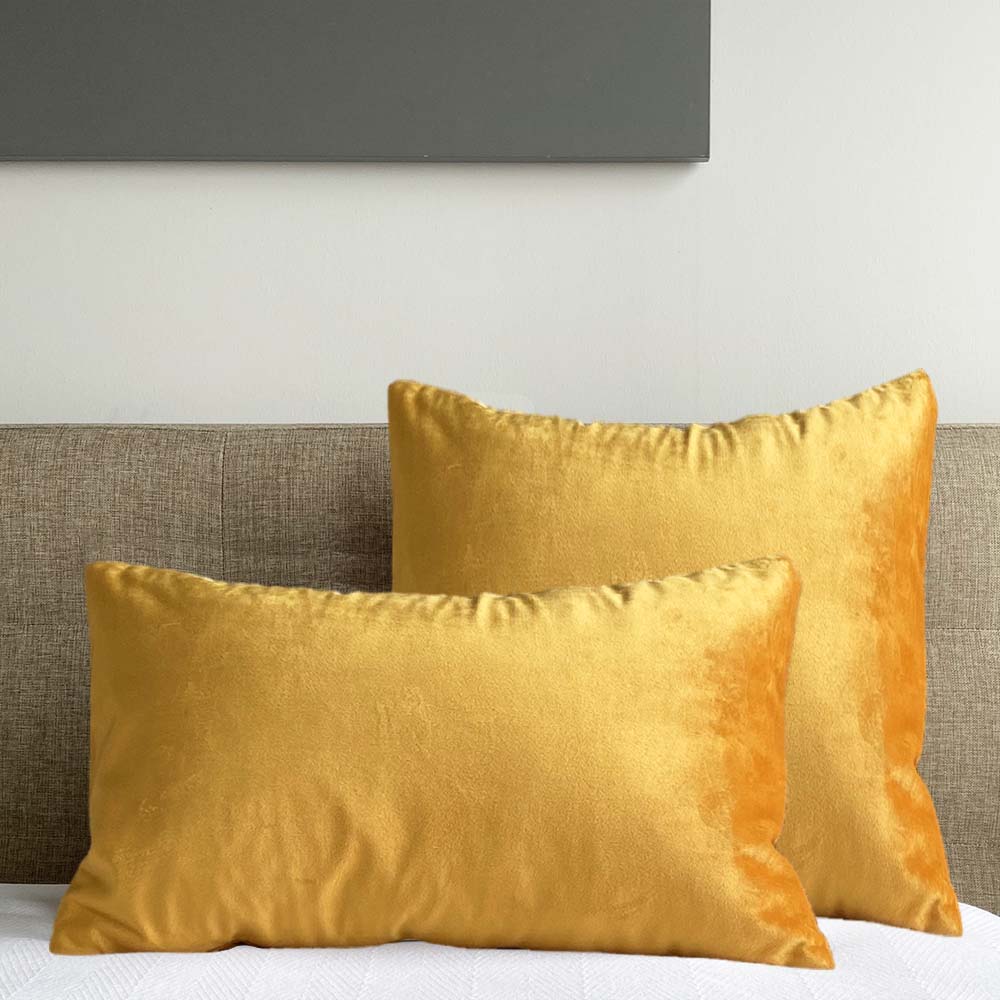 velvet pillow cover yolk yellow Dutton Brown