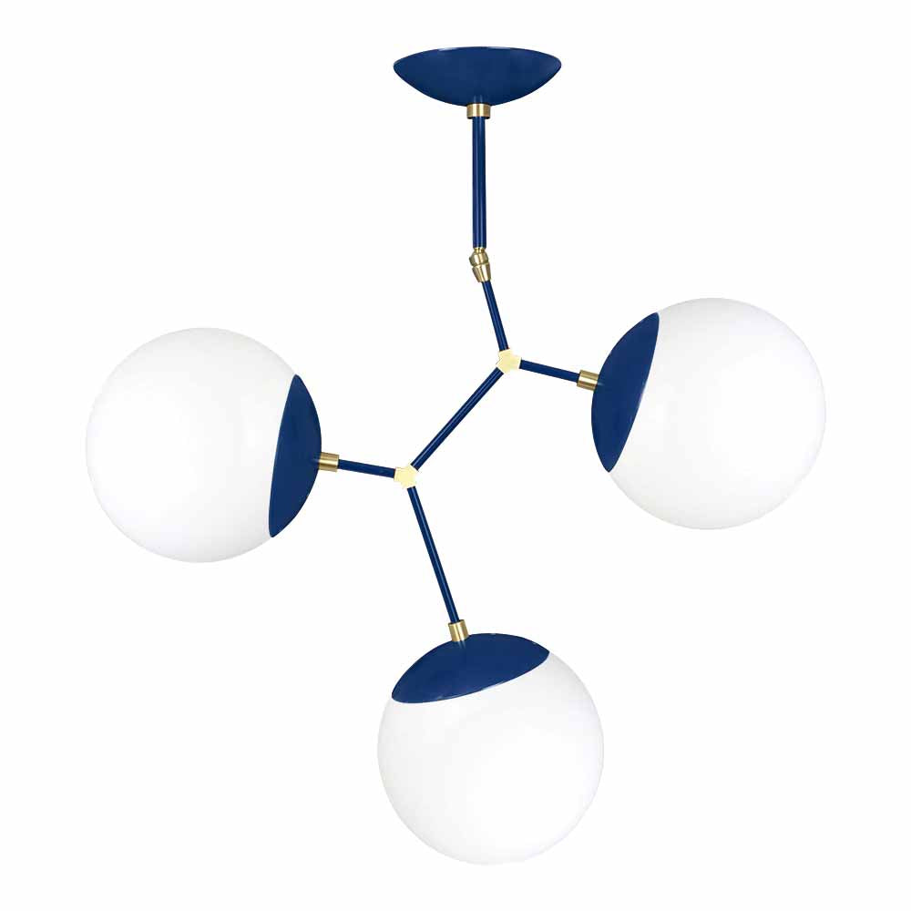 Brass and cobalt color Astar 3 chandelier Dutton Brown lighting