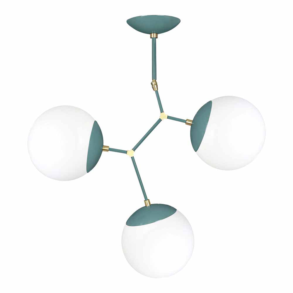 Brass and lagoon color Astar 3 chandelier Dutton Brown lighting