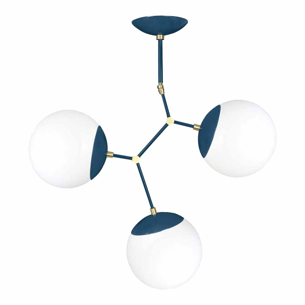 Brass and slate blue color Astar 3 chandelier Dutton Brown lighting