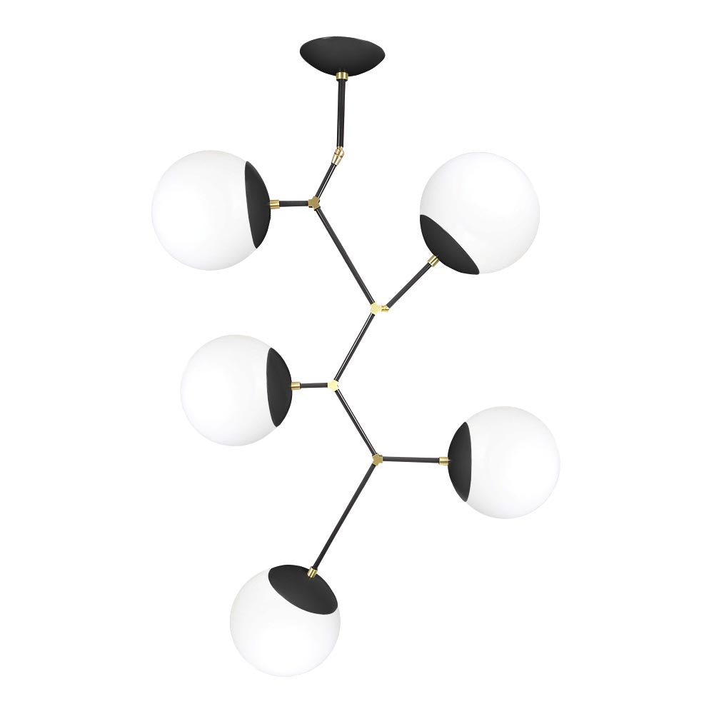 Brass and black color Astar 5 chandelier Dutton Brown lighting