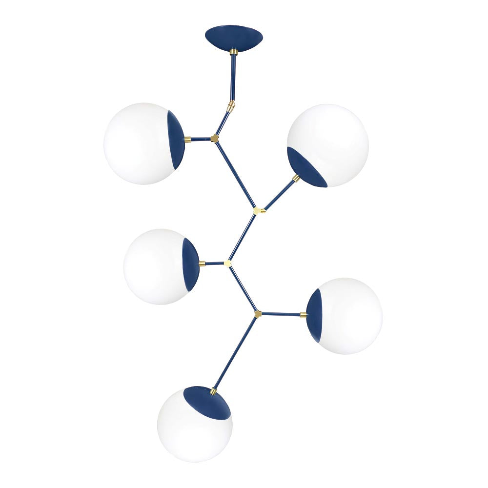 Brass and cobalt color Astar 5 chandelier Dutton Brown lighting
