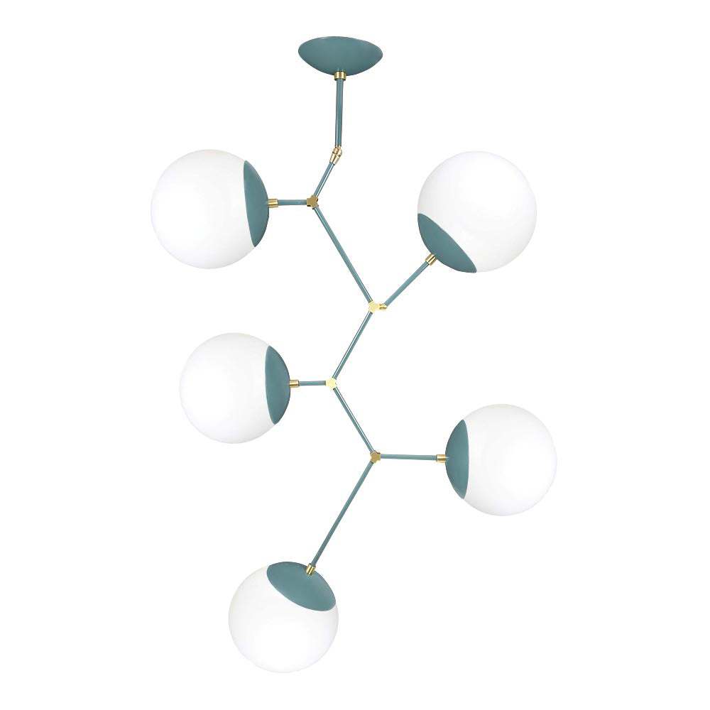 Brass and lagoon color Astar 5 chandelier Dutton Brown lighting