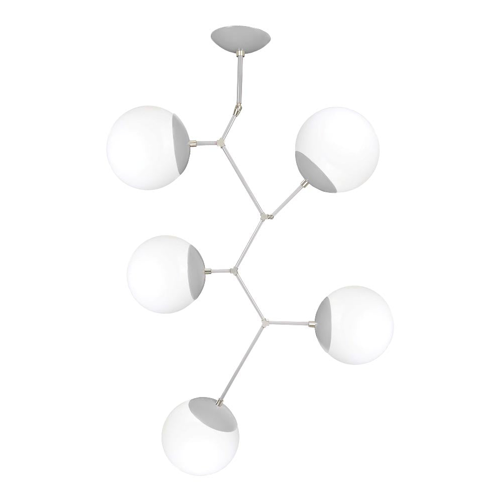 Nickel and chalk color Astar 5 chandelier Dutton Brown lighting