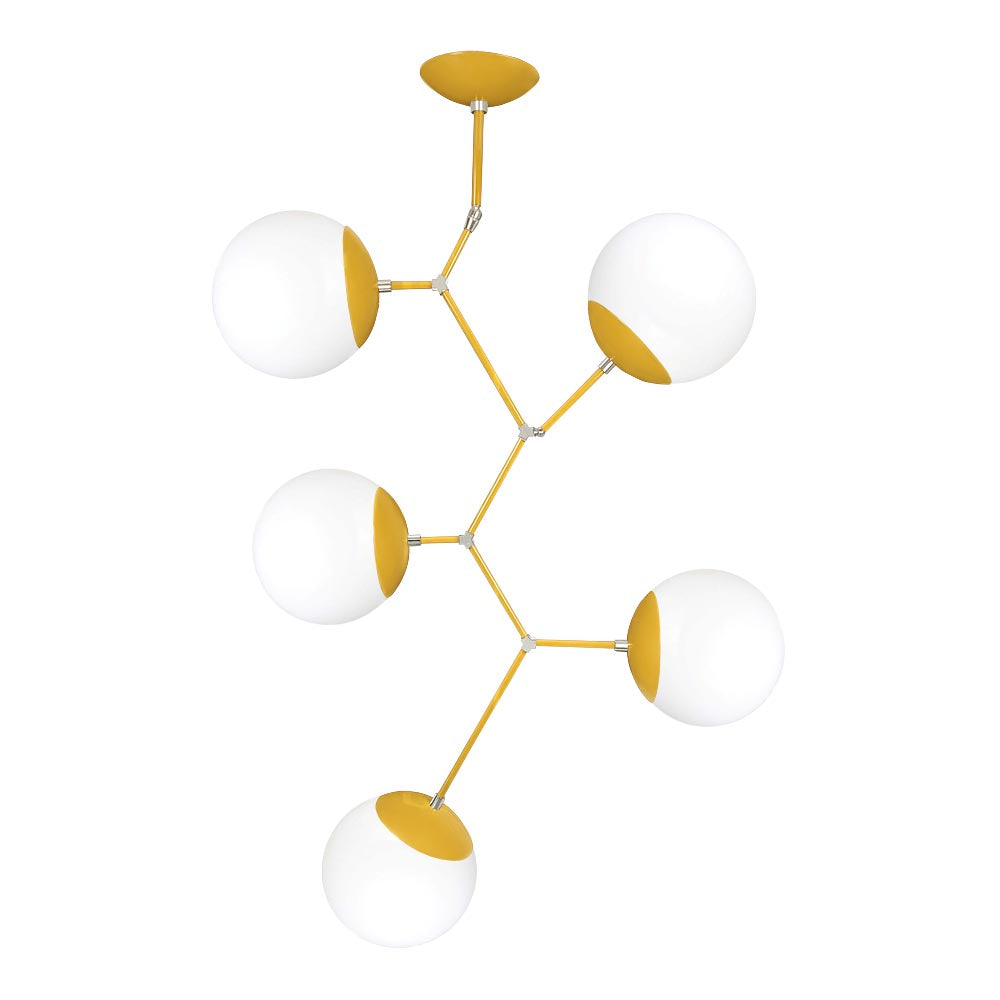 Nickel and ochre color Astar 5 chandelier Dutton Brown lighting