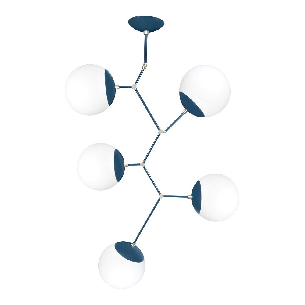Nickel and slate blue color Astar 5 chandelier Dutton Brown lighting