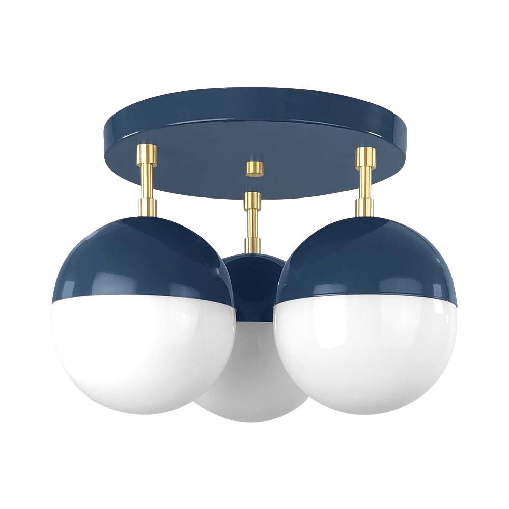 Brass and slate blue color Ballsy flush mount Dutton Brown lighting