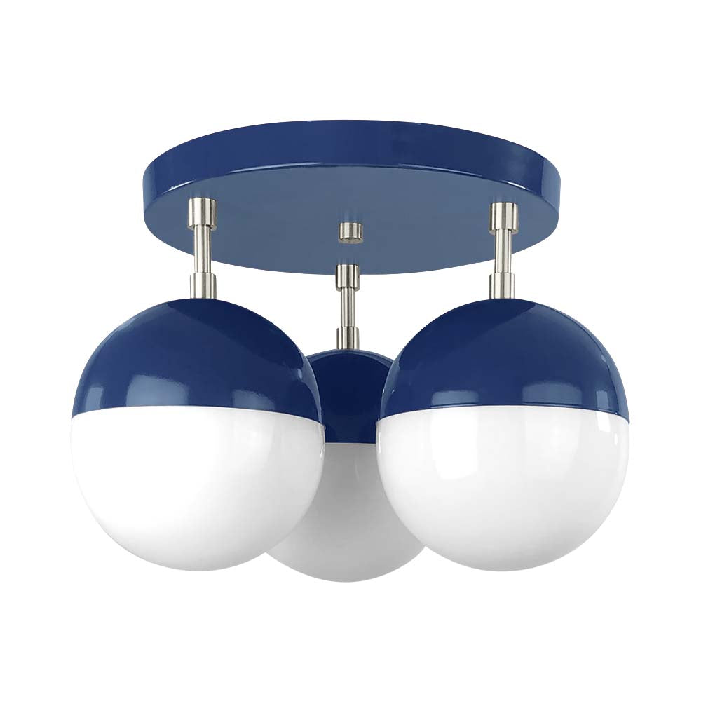 Nickel and cobalt color Ballsy flush mount Dutton Brown lighting