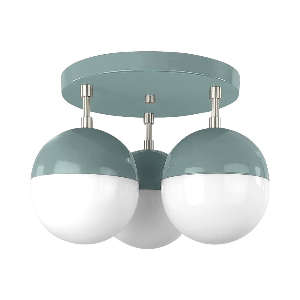 Nickel and python green color Ballsy flush mount Dutton Brown lighting