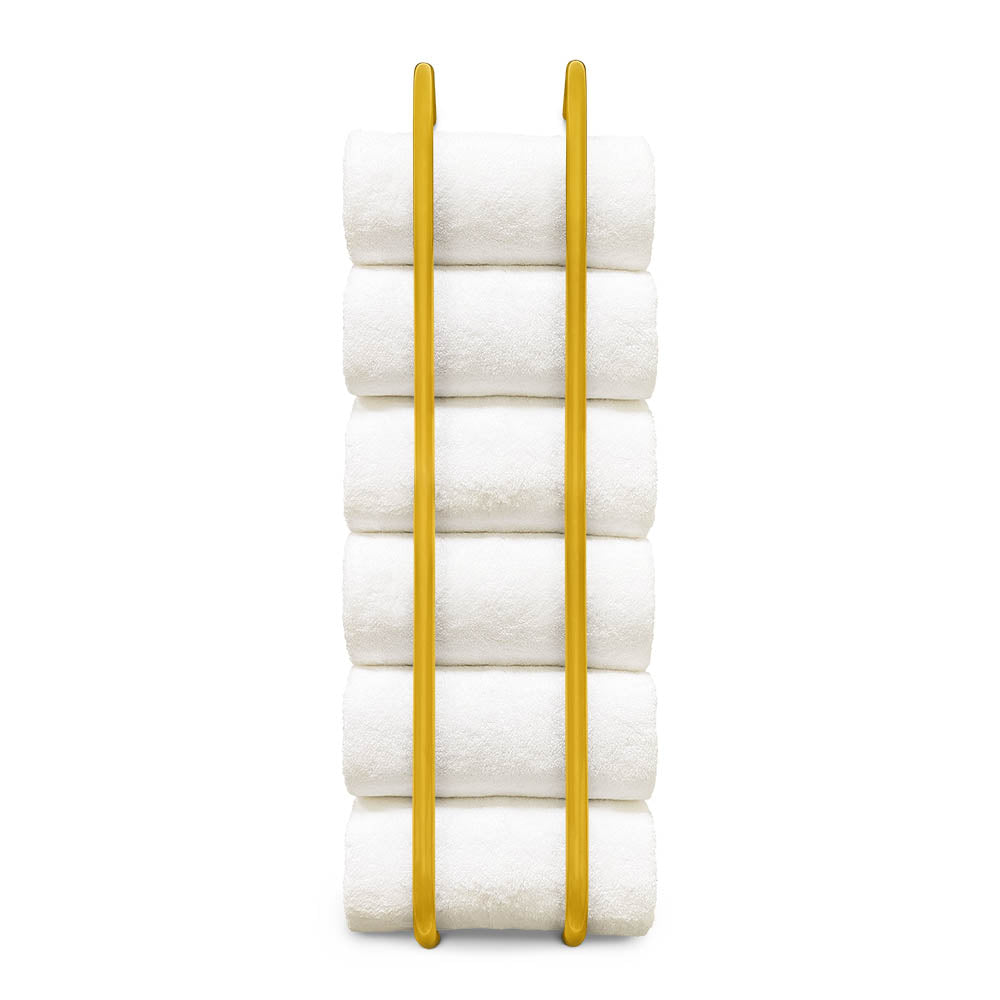 Ochre color Beyond towel rack 36" Dutton Brown hardware