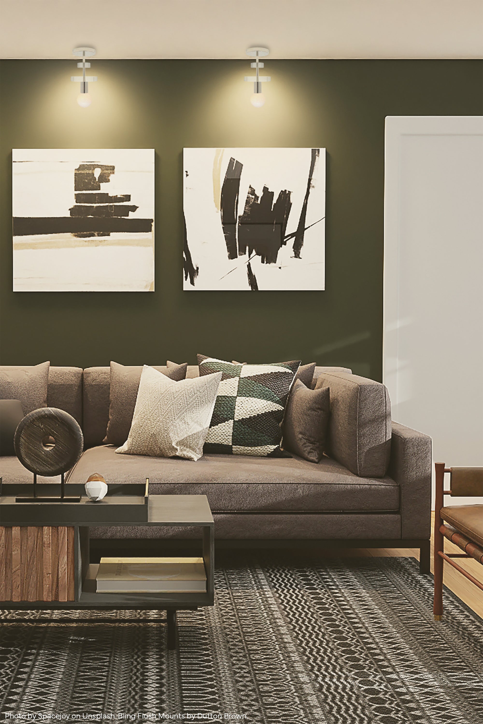 Nickel Bling flush mount by Dutton Brown. Photo by Spacejoy on Unsplash. _hover