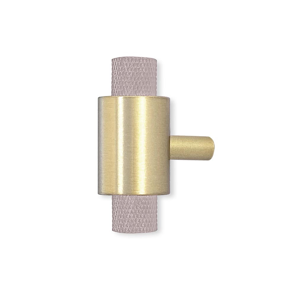 Brass and barely color Tux knob Dutton Brown hardware
