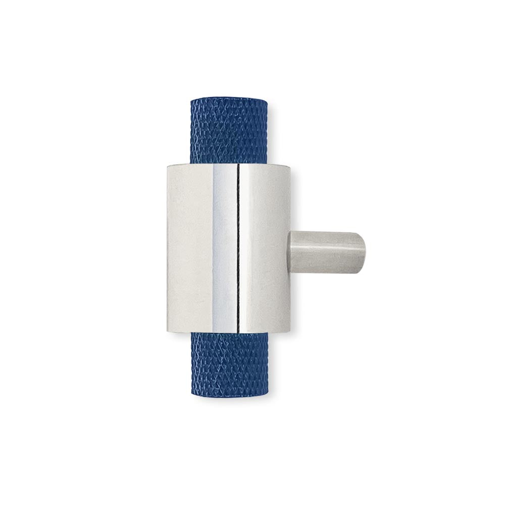 Nickel and cobalt color Tux knob Dutton Brown hardware