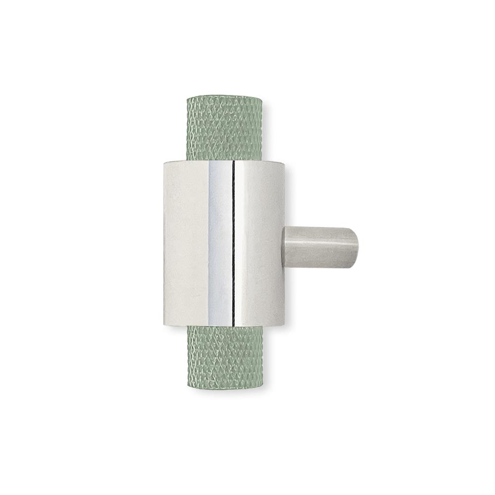 Nickel and spa color Tux knob Dutton Brown hardware