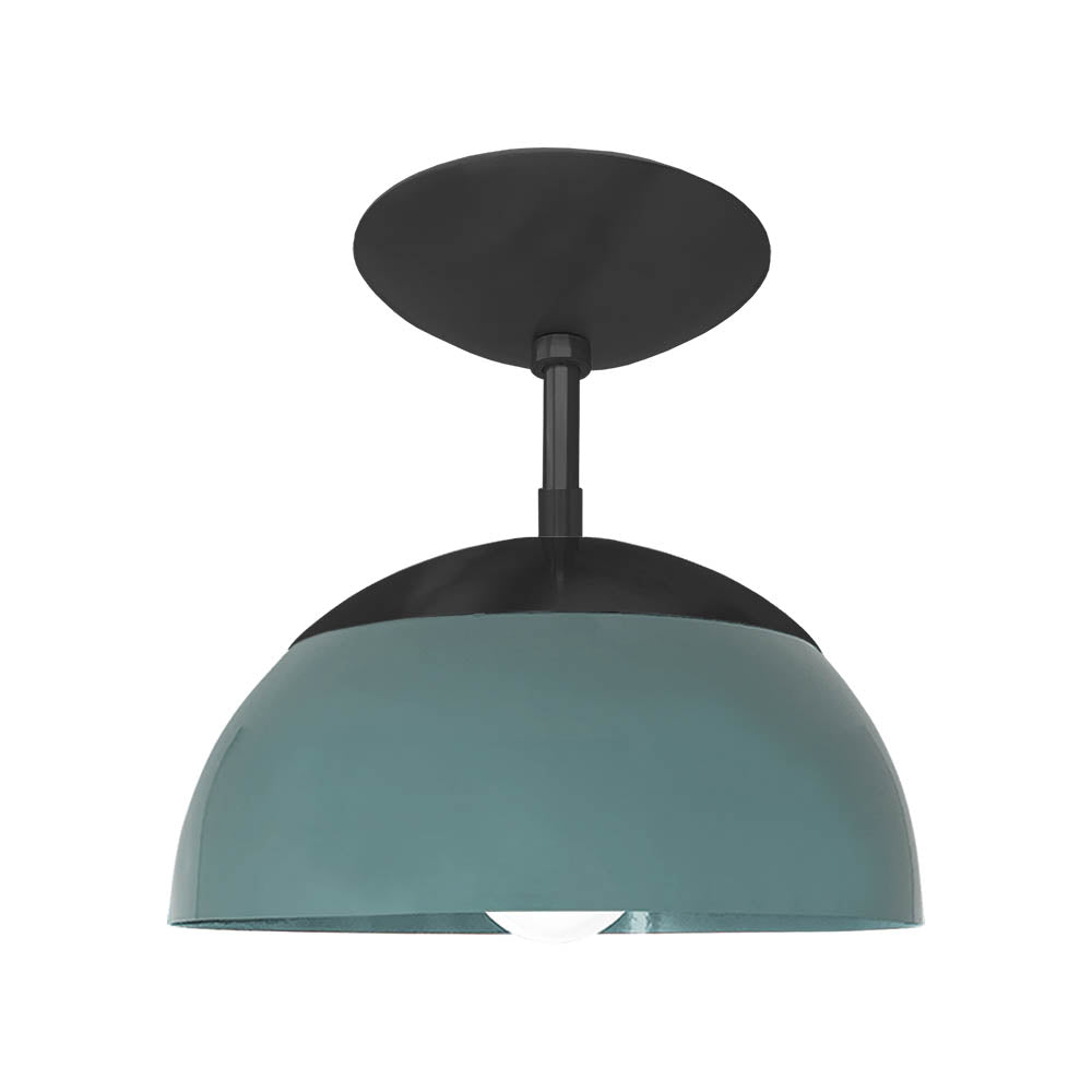 Black and lagoon color Cadbury flush mount 10" Dutton Brown lighting