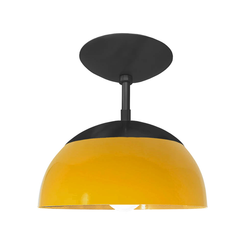 Black and ochre color Cadbury flush mount 10" Dutton Brown lighting