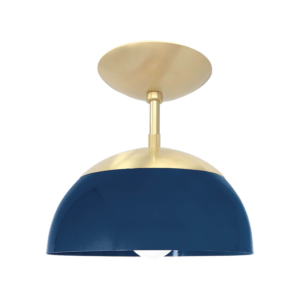 Brass and cobalt color Cadbury flush mount 10" Dutton Brown lighting